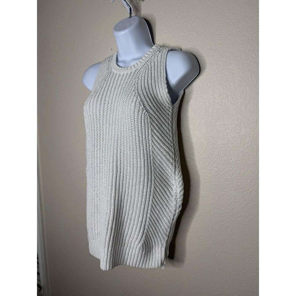 J Mclaughlin Amber Azzurro Sleeveless Stitch Knit Sweater Top XS Ivory Natural